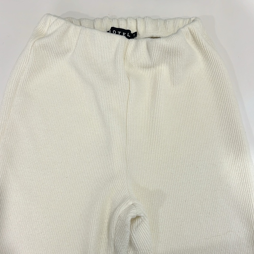 Motel Rocks Jiva Flare Trouser In Rib Cream - Picture 3 of 5
